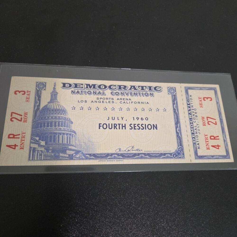 1960 John F Kennedy DNC Democratic National Convention Ticket